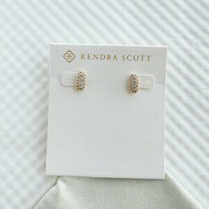 Kendra Scott Gold White Crystal Grayson Stud Earrings NEW